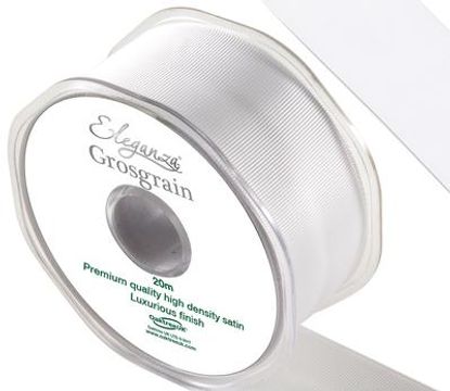 Eleganza Premium Grosgrain Ribbon 38mm x 20m White No.01 - Ribbons